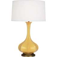 Picture of SUNSET PIKE TABLE LAMP IN SUNSET YELLOW GLAZED CERAMIC WITH AGED BRASS ACCENTS SU994