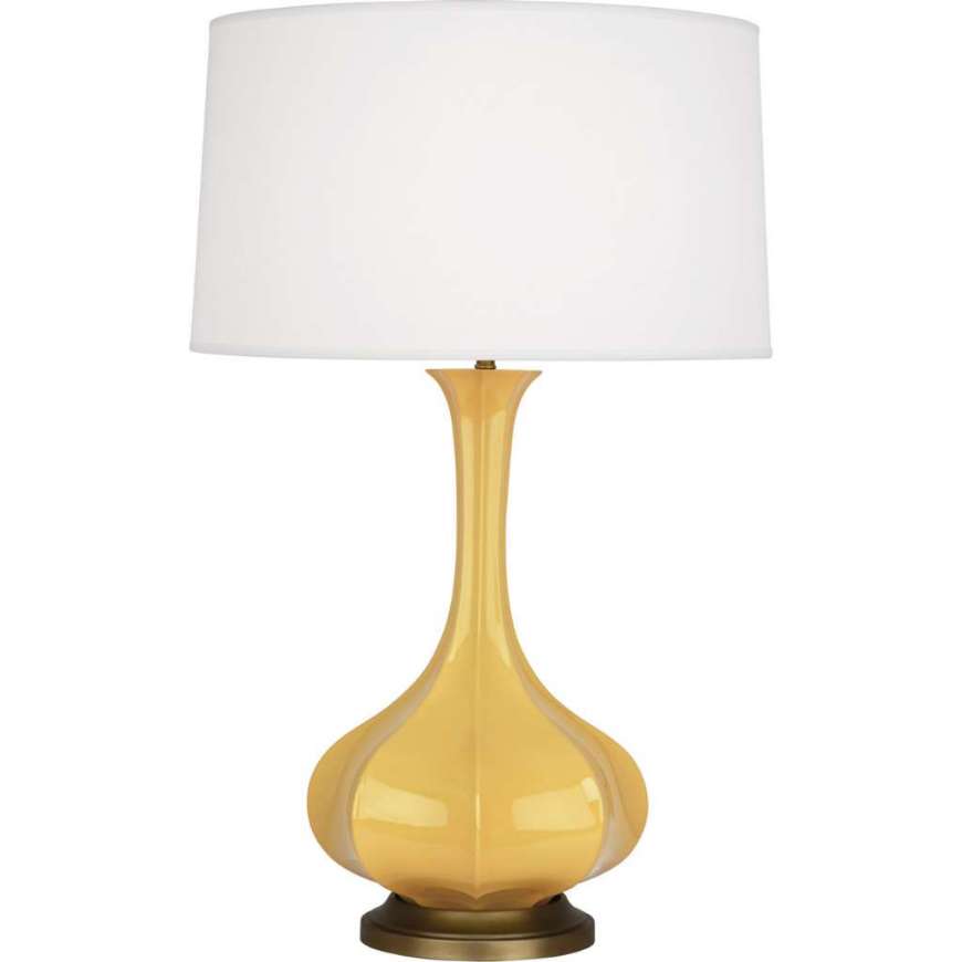 Picture of SUNSET PIKE TABLE LAMP IN SUNSET YELLOW GLAZED CERAMIC WITH AGED BRASS ACCENTS SU994