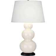 Picture of BONE TRIPLE GOURD TABLE LAMP IN BONE GLAZED CERAMIC WITH DEEP PATINA BRONZE FINISHED ACCENTS 344X