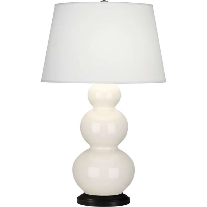 Picture of BONE TRIPLE GOURD TABLE LAMP IN BONE GLAZED CERAMIC WITH DEEP PATINA BRONZE FINISHED ACCENTS 344X