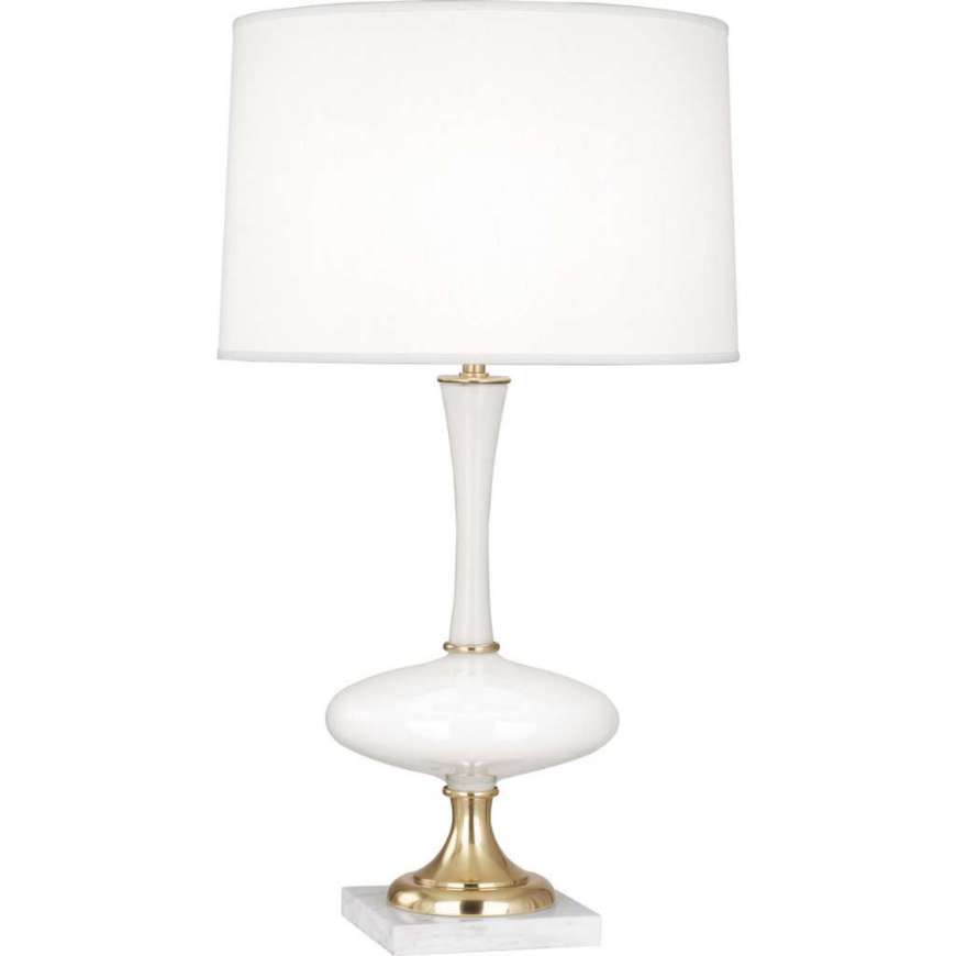 Picture of RAQUEL TABLE LAMP IN WHITE GLASS W/ MODERN BRASS & WHITE MARBLE ACCENTS 480