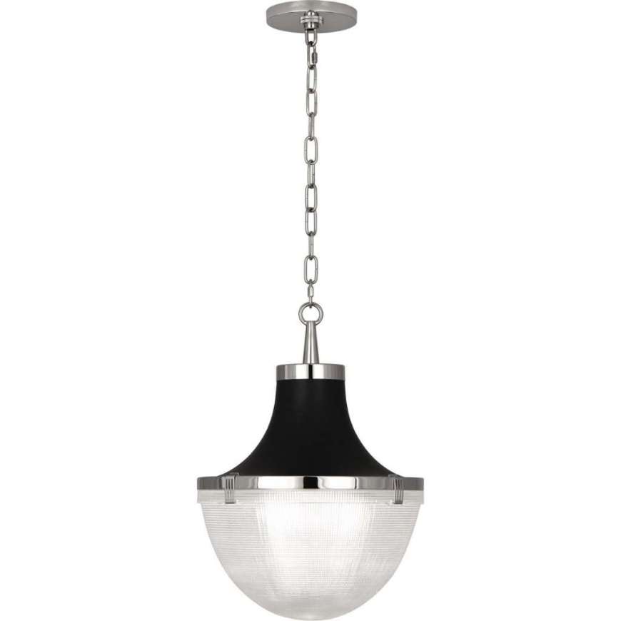 Picture of BRIGHTON PENDANT IN POLISHED NICKEL FINISH MATTE BLACK SHADE HOOD S3391