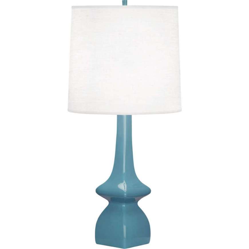 Picture of STEEL BLUE JASMINE TABLE LAMP IN STEEL BLUE GLAZED CERAMIC OB210