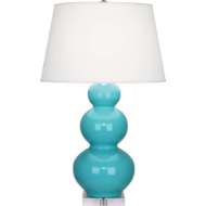 Picture of EGG BLUE TRIPLE GOURD TABLE LAMP IN EGG BLUE GLAZED CERAMIC WITH LUCITE BASE A362X