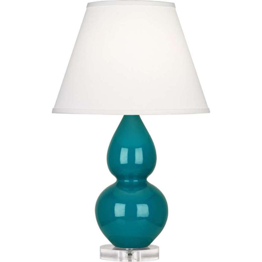 Picture of PEACOCK SMALL DOUBLE GOURD ACCENT LAMP IN PEACOCK GLAZED CERAMIC WITH LUCITE BASE A773X