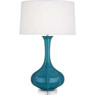 Picture of PEACOCK PIKE TABLE LAMP IN PEACOCK GLAZED CERAMIC WITH LUCITE BASE PC996