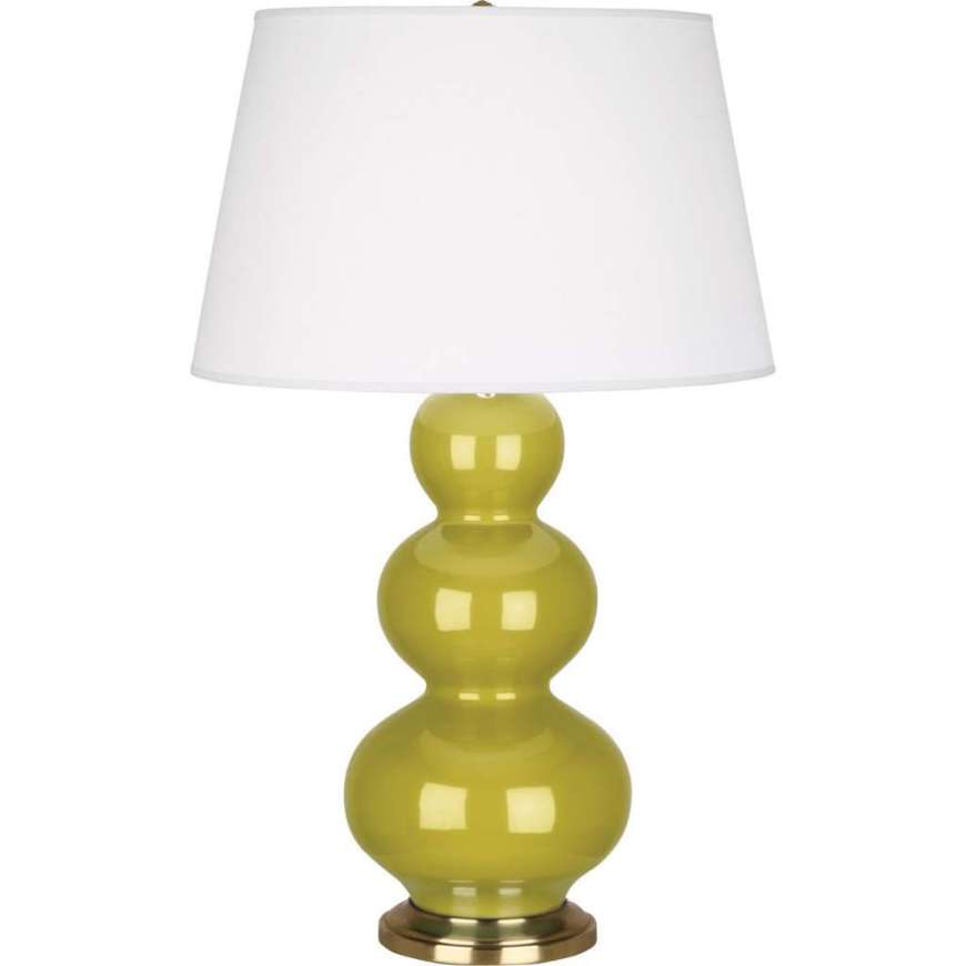 Picture of CITRON TRIPLE GOURD TABLE LAMP IN CITRON GLAZED CERAMIC WITH ANTIQUE BRASS FINISHED ACCENTS CI40X