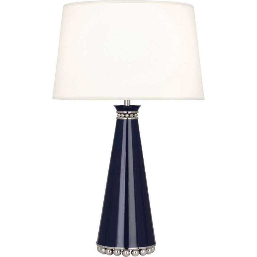 Picture of PEARL TABLE LAMP IN MIDNIGHT BLUE LACQUERED PAINT WITH POLISHED NICKEL ACCENTS MB45X