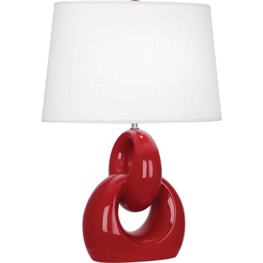 Picture of RUBY RED FUSION TABLE LAMP IN RUBY RED GLAZED CERAMIC WITH POLISHED NICKEL ACCENTS RR981