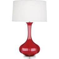 Picture of RUBY RED PIKE TABLE LAMP IN RUBY RED GLAZED CERAMIC WITH LUCITE BASE RR996