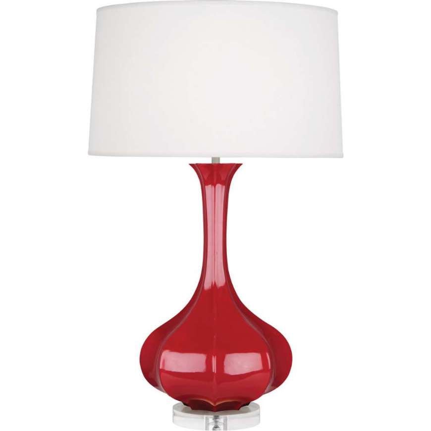 Picture of RUBY RED PIKE TABLE LAMP IN RUBY RED GLAZED CERAMIC WITH LUCITE BASE RR996