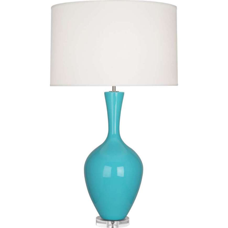 Picture of EGG BLUE AUDREY TABLE LAMP IN EGG BLUE GLAZED CERAMIC EB980