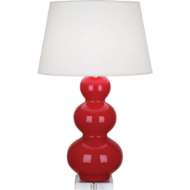 Picture of RUBY RED TRIPLE GOURD TABLE LAMP IN RUBY RED GLAZED CERAMIC WITH LUCITE BASE RR43X