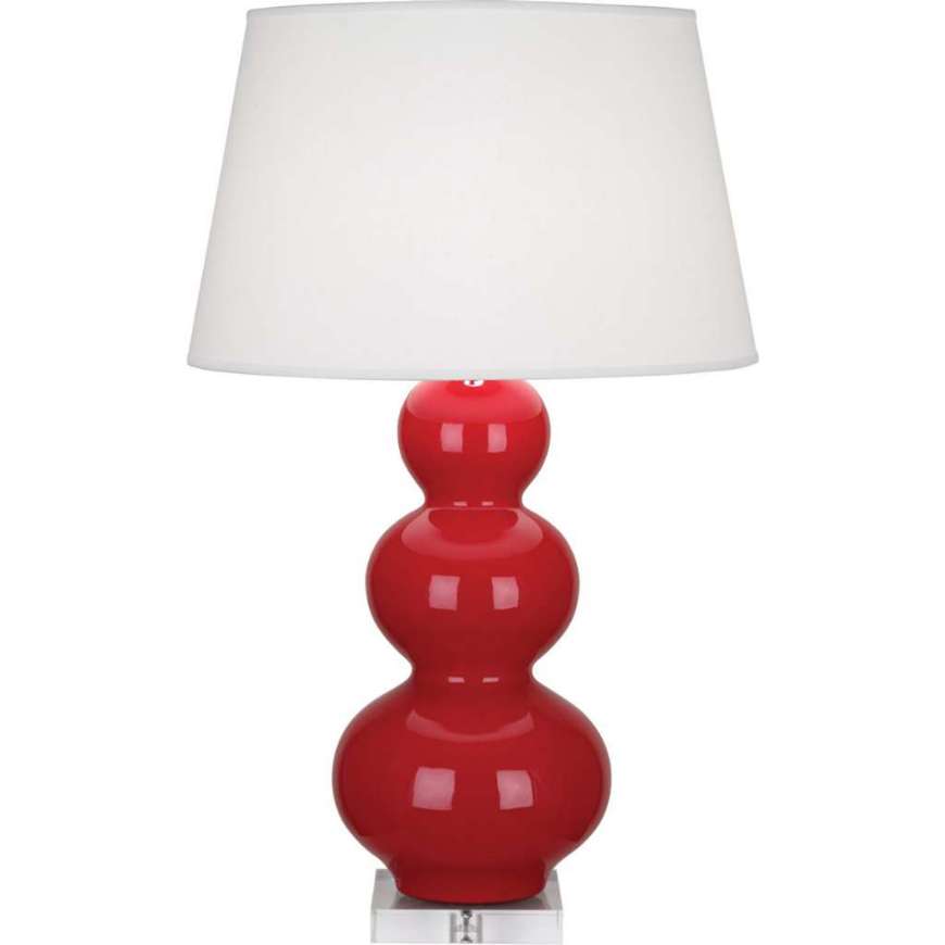 Picture of RUBY RED TRIPLE GOURD TABLE LAMP IN RUBY RED GLAZED CERAMIC WITH LUCITE BASE RR43X