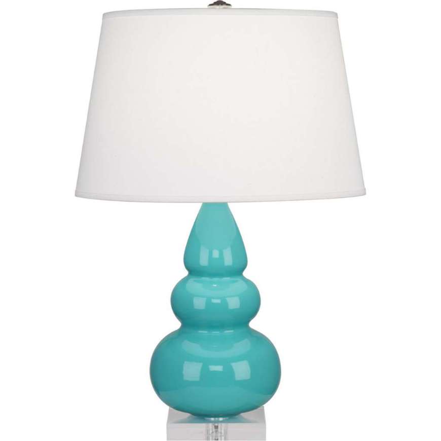 Picture of EGG BLUE SMALL TRIPLE GOURD ACCENT LAMP IN EGG BLUE GLAZED CERAMIC WITH LUCITE BASE A292X