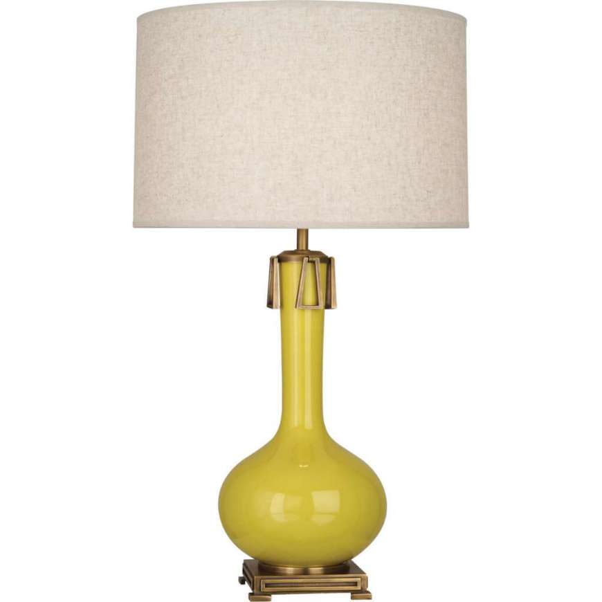 Picture of CITRON ATHENA TABLE LAMP IN CITRON GLAZED CERAMIC WITH AGED BRASS ACCENTS CI992