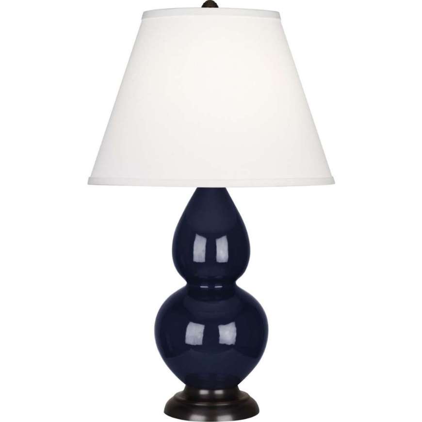 Picture of MIDNIGHT SMALL DOUBLE GOURD ACCENT LAMP IN MIDNIGHT BLUE GLAZED CERAMIC WITH DEEP PATINA BRONZE FINISHED ACCENTS MB11X