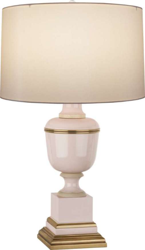 Picture of ANNIKA ACCENT LAMP IN BLUSH LACQUERED PAINT WITH NATURAL BRASS AND IVORY CRACKLE ACCENTS 2605X