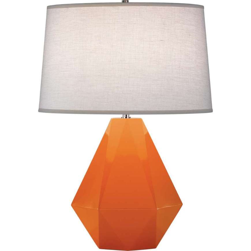 Picture of PUMPKIN DELTA TABLE LAMP IN PUMPKIN GLAZED CERAMIC WITH POLISHED NICKEL ACCENTS 933