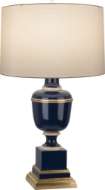 Picture of ANNIKA ACCENT LAMP IN COBALT LACQUERED PAINT AND NATURAL BRASS WITH IVORY CRACKLE ACCENTS 2504X