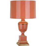 Picture of ANNIKA ACCENT LAMP IN TANGERINE LACQUERED PAINT WITH NATURAL BRASS AND IVORY CRACKLE ACCENTS 2603