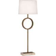 Picture of LOGAN TABLE LAMP IN AGED BRASS WITH TRAVERTINE STONE BASE RHBN 2257