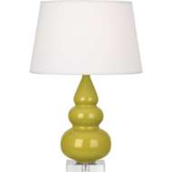 Picture of CITRON SMALL TRIPLE GOURD ACCENT LAMP IN CITRON GLAZED CERAMIC WITH DEEP PATINA BRONZE FINISHED ACCENTS CI33X