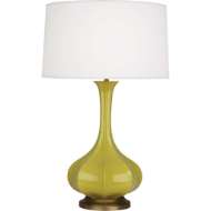 Picture of CITRON PIKE TABLE LAMP IN CITRON GLAZED CERAMIC WITH AGED BRASS ACCENTS CI994