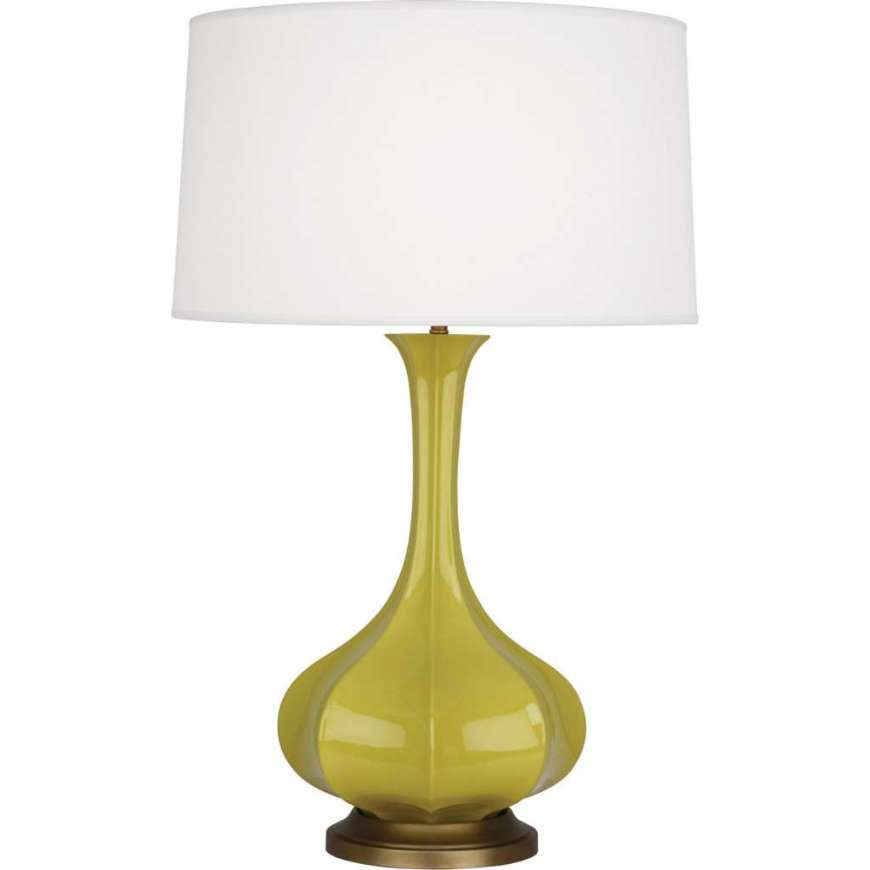 Picture of CITRON PIKE TABLE LAMP IN CITRON GLAZED CERAMIC WITH AGED BRASS ACCENTS CI994