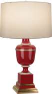 Picture of ANNIKA ACCENT LAMP IN RED LACQUERED PAINT WITH NATURAL BRASS AND IVORY CRACKLE ACCENTS 2505X