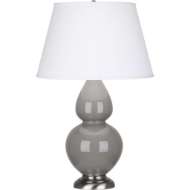 Picture of SMOKEY TAUPE DOUBLE GOURD TABLE LAMP IN SMOKY TAUPE GLAZED CERAMIC WITH ANTIQUE SILVER FINISHED ACCENTS 1750X