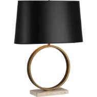 Picture of LOGAN TABLE LAMP IN AGED BRASS WITH TRAVERTINE STONE BASE RHBN 2295B