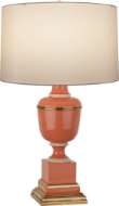 Picture of ANNIKA ACCENT LAMP IN TANGERINE LACQUERED PAINT AND NATURAL BRASS WITH IVORY CRACKLE ACCENTS 2603X