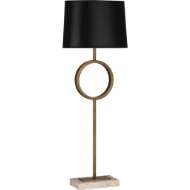 Picture of LOGAN TABLE LAMP IN AGED BRASS WITH TRAVERTINE STONE BASE RHBN 2257B