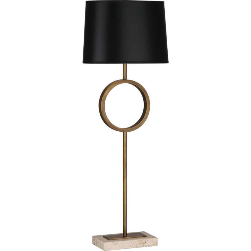 Picture of LOGAN TABLE LAMP IN AGED BRASS WITH TRAVERTINE STONE BASE RHBN 2257B