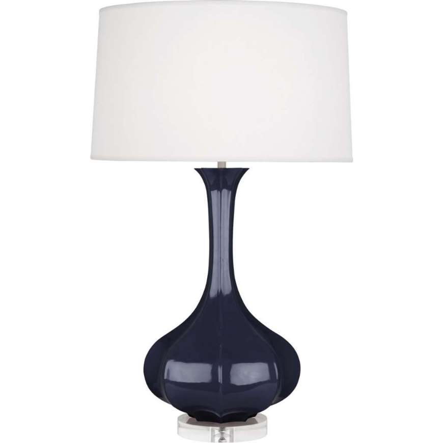 Picture of MIDNIGHT PIKE TABLE LAMP IN MIDNIGHT BLUE GLAZED CERAMIC LUCITE BASE MB996