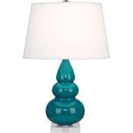 Picture of PEACOCK SMALL TRIPLE GOURD ACCENT LAMP IN PEACOCK GLAZED CERAMIC WITH LUCITE BASE A293X