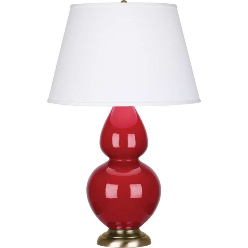 Picture of RUBY RED DOUBLE GOURD TABLE LAMP IN RUBY RED GLAZED CERAMIC WITH ANTIQUE BRASS FINISHED ACCENTS RR20X