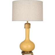 Picture of SUNSET ATHENA TABLE LAMP IN SUNSET YELLOW GLAZED CERAMIC WITH AGED BRASS ACCENTS SU992