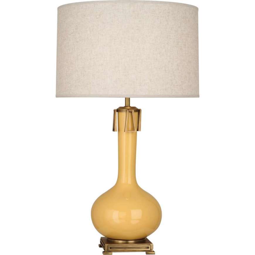 Picture of SUNSET ATHENA TABLE LAMP IN SUNSET YELLOW GLAZED CERAMIC WITH AGED BRASS ACCENTS SU992