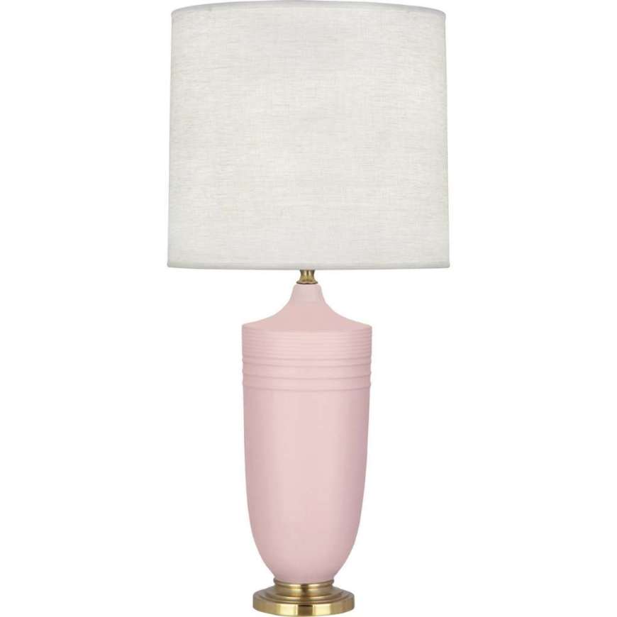 Picture of MATTE WOODROSE MICHAEL BERMAN HADRIAN TABLE LAMP IN MATTE WOODROSE GLAZED CERAMIC WITH MODERN BRASS ACCENTS MWR27