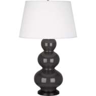 Picture of ASH TRIPLE GOURD TABLE LAMP IN ASH GLAZED CERAMIC WITH DEEP PATINA BRONZE FINISHED ACCENTS CR41X