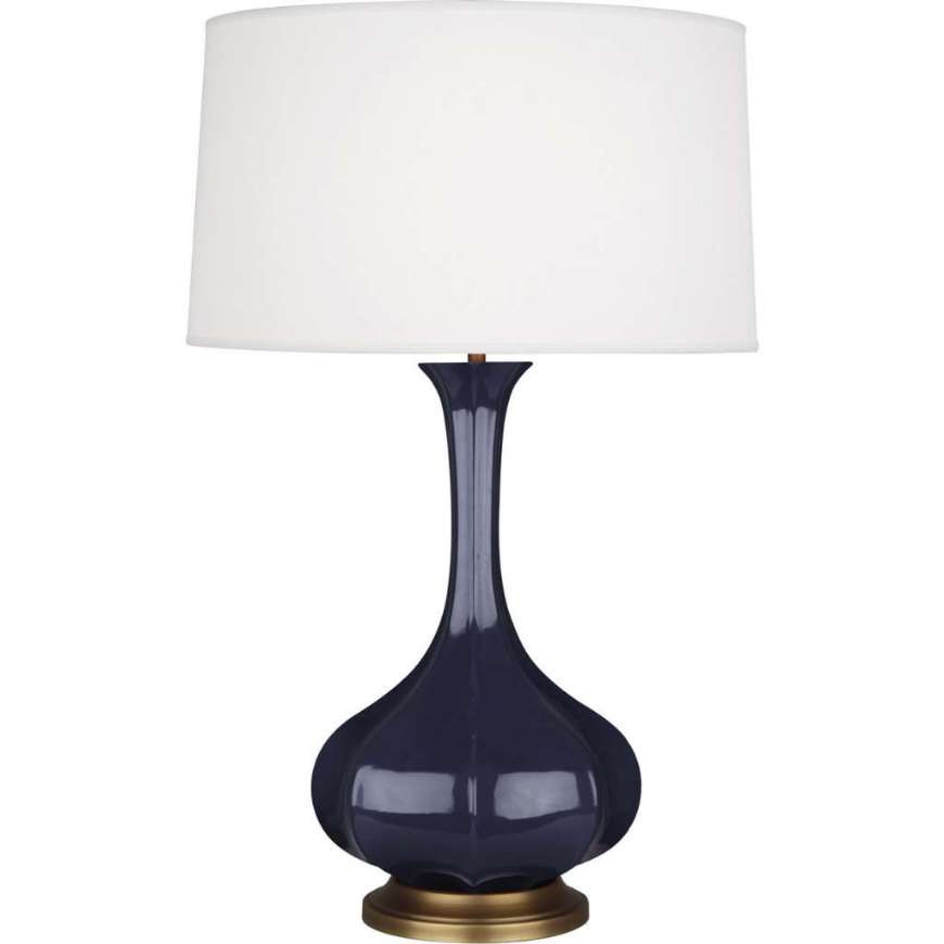 Picture of MIDNIGHT PIKE TABLE LAMP IN MIDNIGHT BLUE GLAZED CERAMIC WITH AGED BRASS ACCENTS MB994