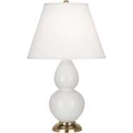 Picture of LILY SMALL DOUBLE GOURD ACCENT LAMP IN LILY GLAZED CERAMIC WITH ANTIQUE NATURAL BRASS FINISHED ACCENTS 1680X