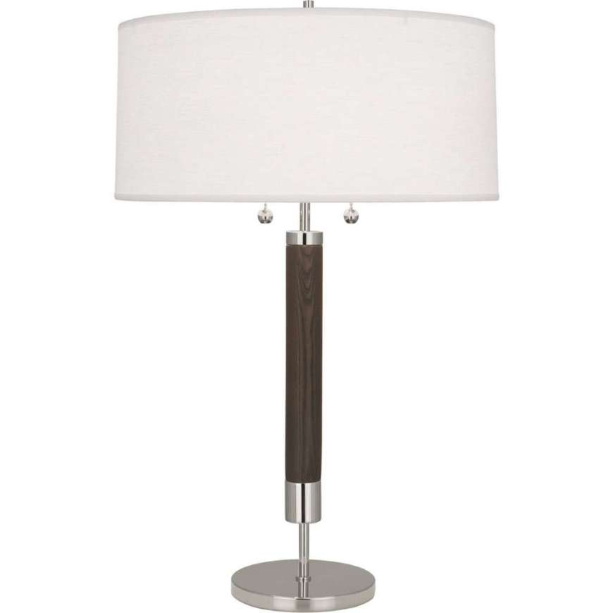 Picture of DEXTER TABLE LAMP IN POLISHED NICKEL FINISH WITH DARK WALNUT FINISHED WOOD COLUMN S205