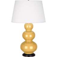 Picture of SUNSET TRIPLE GOURD TABLE LAMP IN SUNSET YELLOW GLAZED CERAMIC WITH DEEP PATINA BRONZE FINISHED ACCENTS SU41X