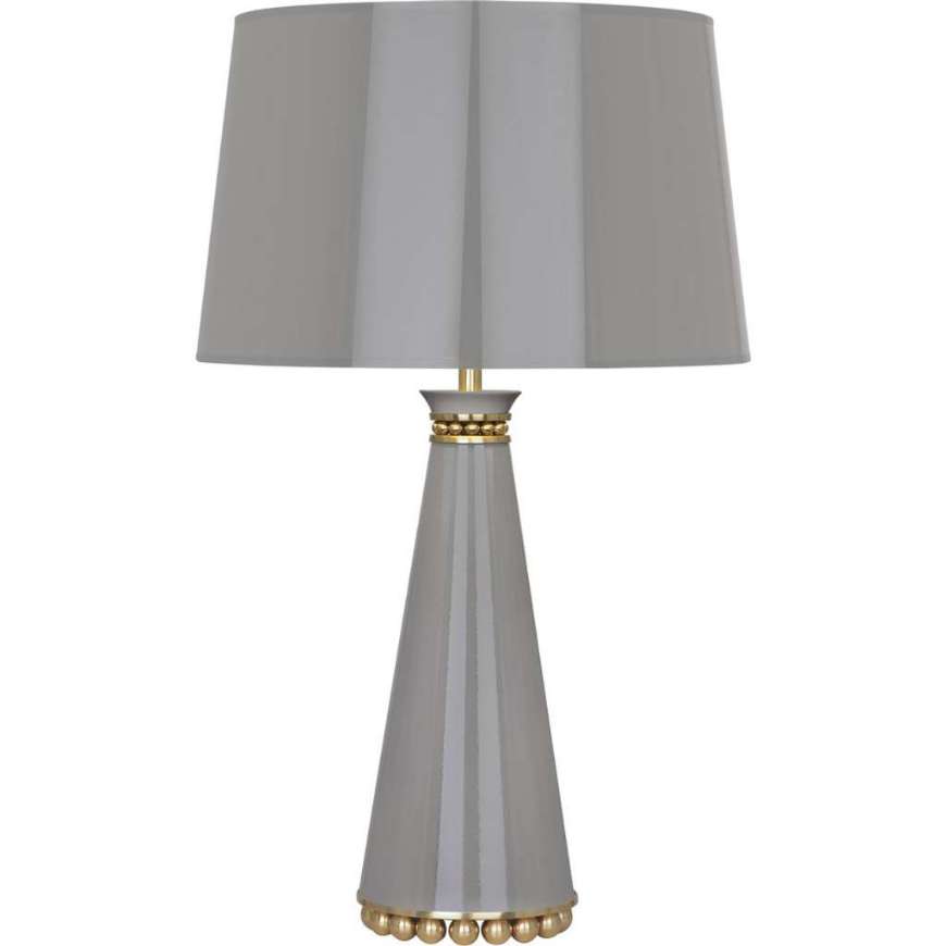 Picture of PEARL TABLE LAMP IN SMOKY TAUPE LACQUERED PAINT WITH MODERN BRASS ACCENTS ST44