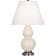 Picture of BONE SMALL DOUBLE GOURD ACCENT LAMP IN BONE GLAZED CERAMIC WITH ANTIQUE SILVER FINISHED ACCENTS 1776X