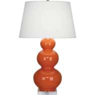 Picture of PUMPKIN TRIPLE GOURD TABLE LAMP IN PUMPKIN GLAZED CERAMIC WITH LUCITE BASE A352X