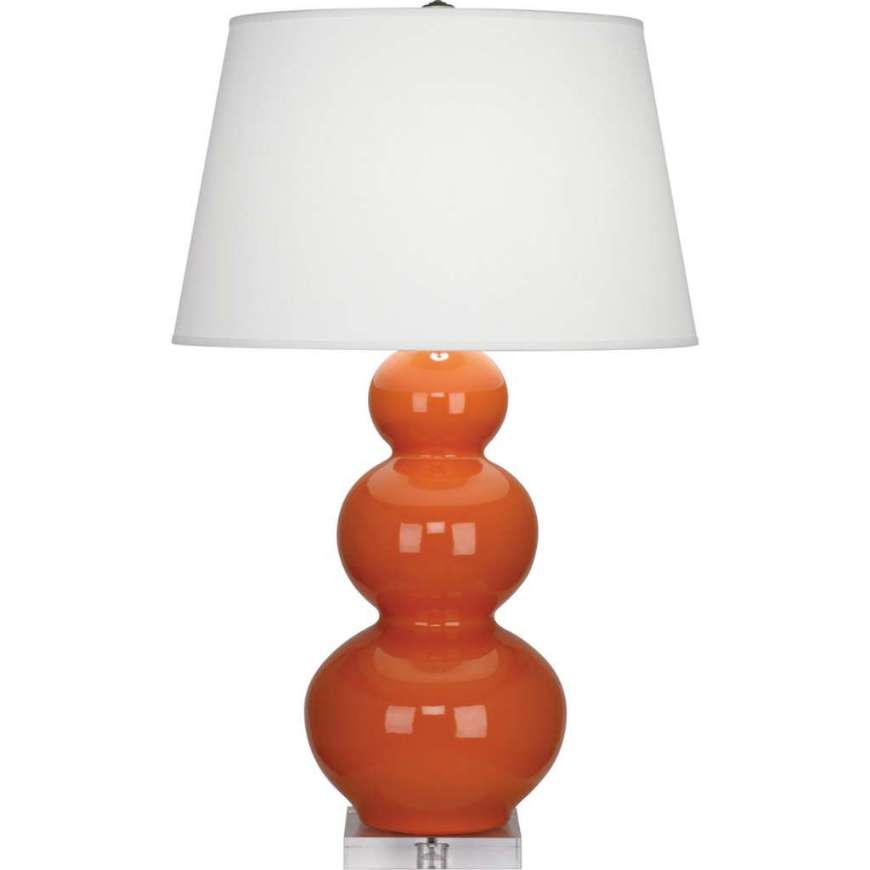 Picture of PUMPKIN TRIPLE GOURD TABLE LAMP IN PUMPKIN GLAZED CERAMIC WITH LUCITE BASE A352X